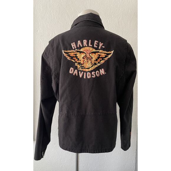 HARLEY DAVIDSON WOMENS RIDING JACKET * XL * BLACK EMBROIDERED MOTO JACKET - Picture 2 of 16